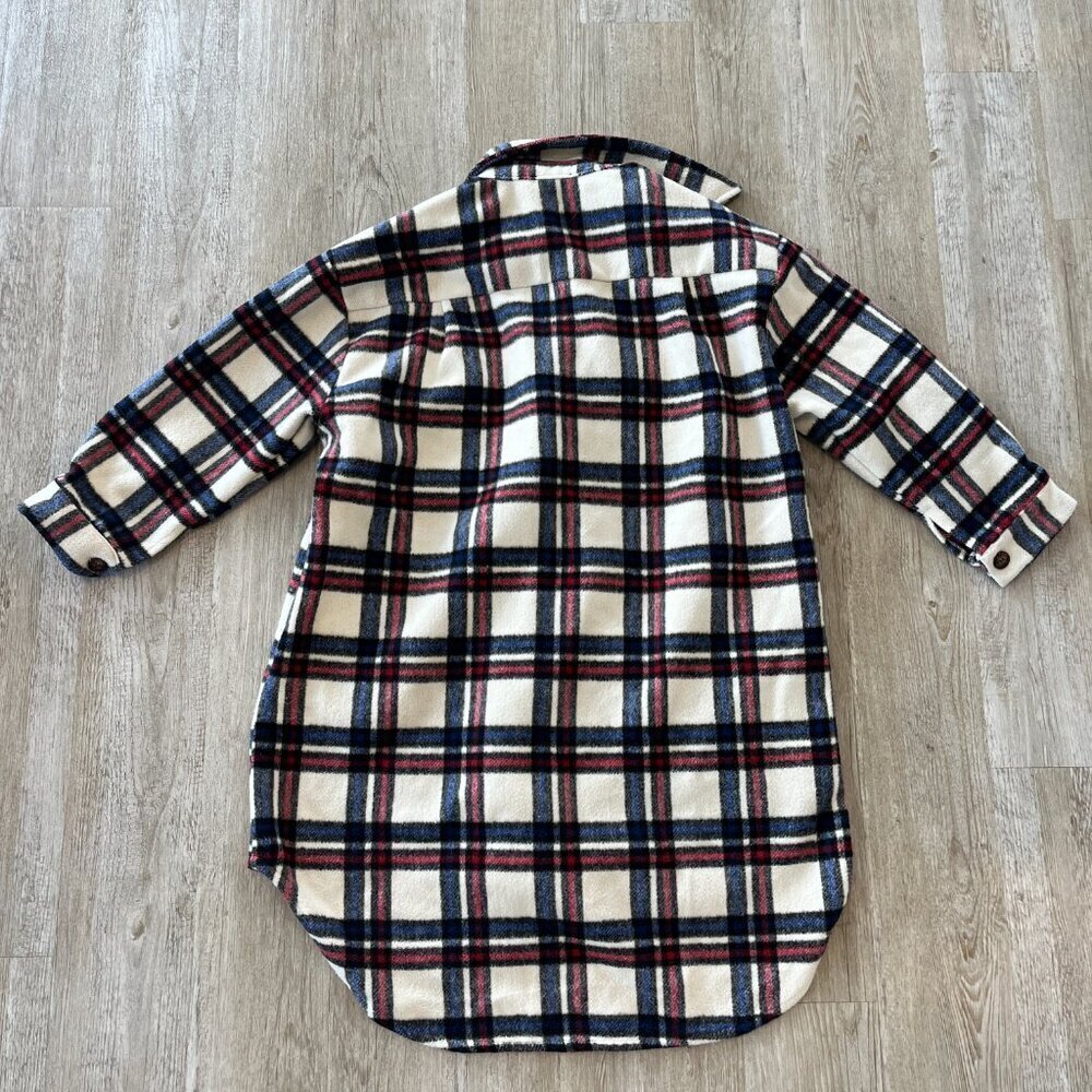 Womens Fashion Nova White/Red/Blue Plaid Heavyweight Trench Jacket/Coat - S/M - Picture 6 of 8